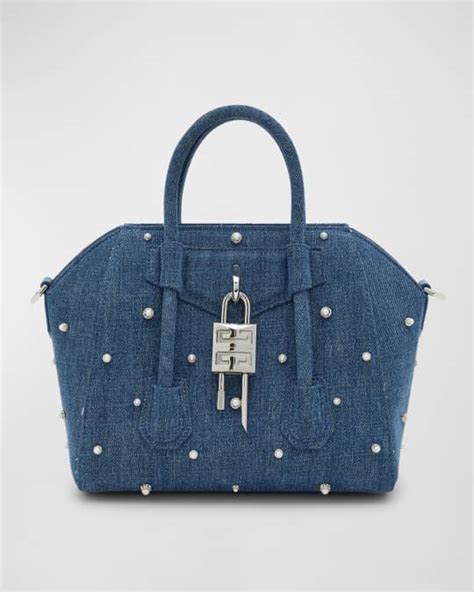 givenchy antigona mini pre owned|Givenchy mini antigona lock denim tote bag.